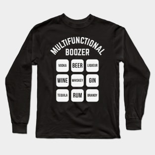 Multifunctional Boozer (Drinking Alcohol / White) Long Sleeve T-Shirt